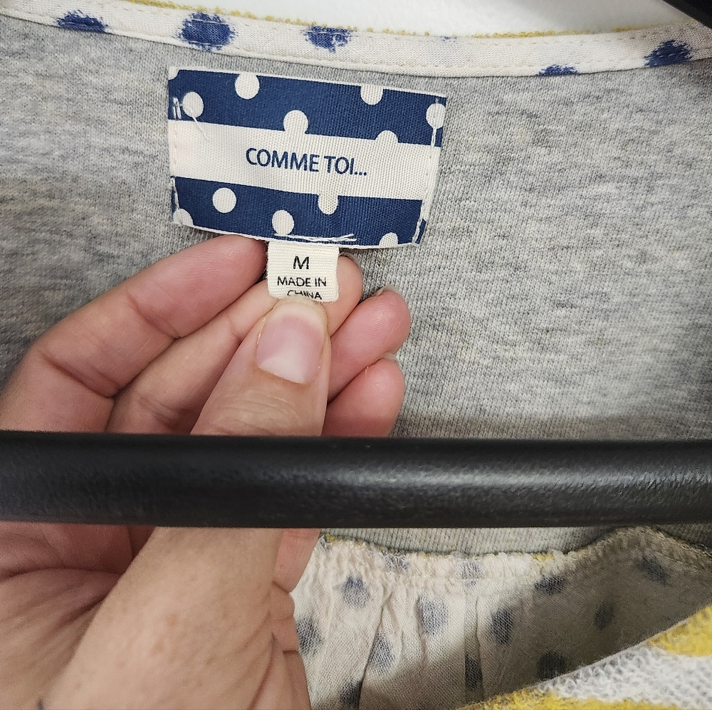 Comme Tol Striped Yellow and Gray Blouse Woman's Medium - Picture 4 of 6